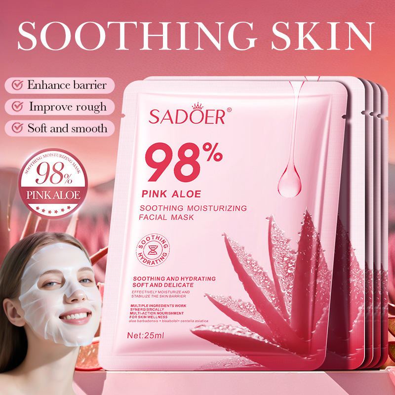 Sheet Mask Collagen - SAODER Pink Aloe Moisturizing Facial Masks